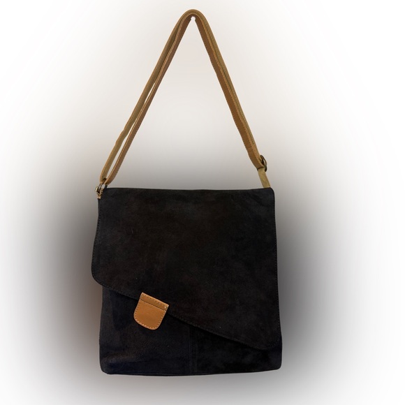 Handbags - Genuine Leather Black and Tan Women's satchel bag